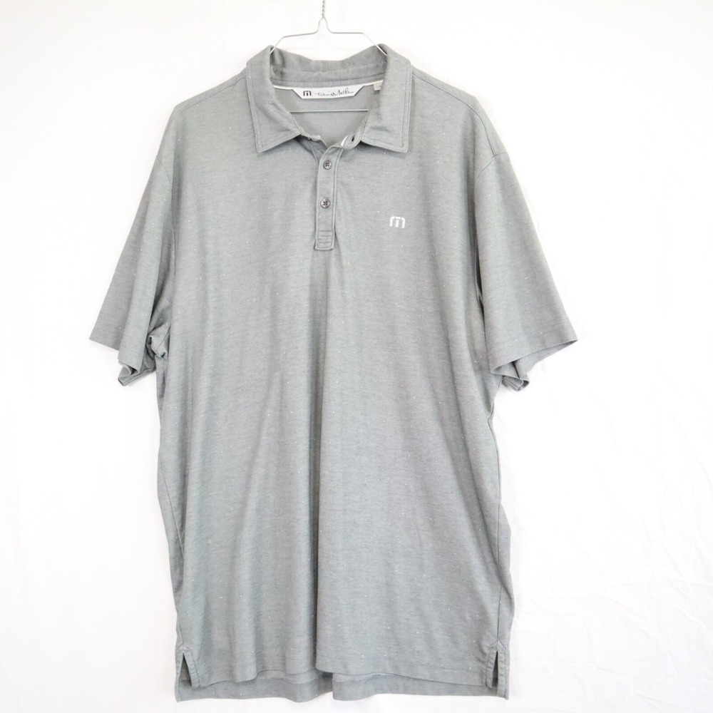 Travis Mathew Polo Shirt Mens XL Golf‎ Casual Knit Logo Gray Short Sleeve
